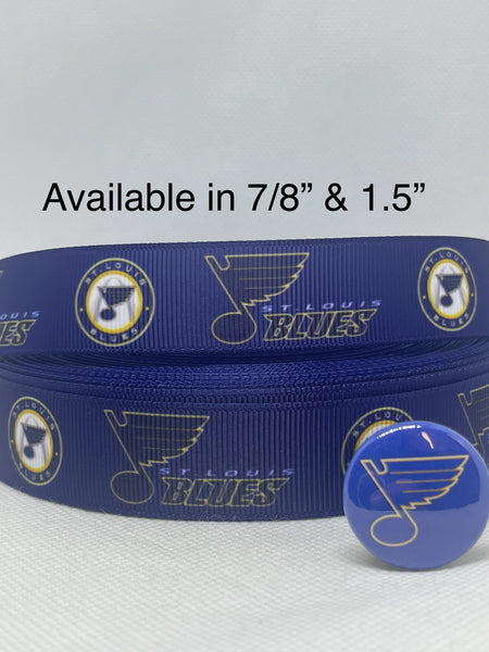 ST LOUIS BLUES inspired grosgrain ribbon and/or coordinating 1" flatbacks. Perfect for hair bows and many other crafts.