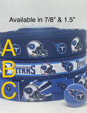 Tennessee Titans inspired grosgrain ribbon and/or coordinating 1" flatbacks.  Perfect for bow making and many other crafts.