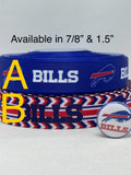 Buffalo Bills inspired grosgrain ribbon and/or coordinating 1" flatbacks.  Perfect for bow making and many other crafts.