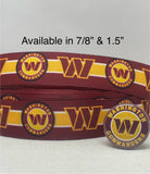 WASHINGTON COMMANDERS inspired grosgrain ribbon and/or coordinating 1" flatbacks. Perfect for hair bows and many other crafts.