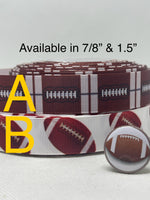 FOOTBALL inspired grosgrain ribbon and/or coordinating 1" flatbacks. Perfect for bow making and many other crafts.