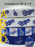 LOS ANGELES DODGERS inspired grosgrain ribbon and/or coordinating 1" flatbacks. Perfect for bow making and many other crafts.