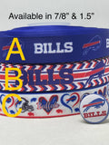 Buffalo Bills inspired grosgrain ribbon and/or coordinating 1" flatbacks.  Perfect for bow making and many other crafts.