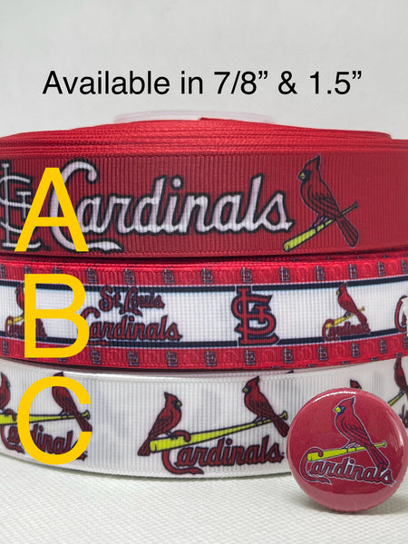 ST LOUIS CARDINALS inspired grosgrain ribbon and/or coordinating 1" flatbacks. Perfect for hair bows and many other cratfs.
