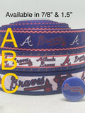 ATLANTA BRAVES inspired grosgrain ribbon and/or coordinating 1" flatbacks. Perfect for many different crafts.