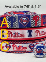 PHILADELPHIA PHILLIES  inspired grosgrain ribbon and/or coordinating 1" flatbacks. Perfect for hair bows and many other crafts.