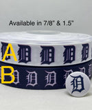 DETROIT TIGERS inspired grosgrain ribbon and/or coordinating 1" flatbacks.  Perfect for bow making and many other crafts.