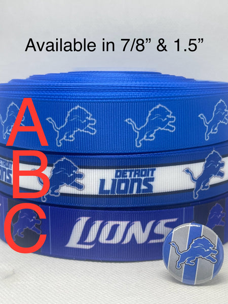 DETROIT LIONS inspired grosgrain ribbon and/or coordinating 1" flatbacks.  Perfect for bow making and many other crafts.