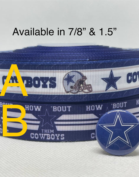 DALLAS COWBOYS inspired 7/8", 1.5" & 3" grosgrain ribbon and/or coordinating 1" flatbacks.  Perfect for bow making and many other crafts.