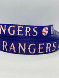 TEXAS RANGERS inspired grosgrain ribbon and/or coordinating 1" flatbacks. Perfect for hair bows and many other cratfs.