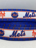 NEW YORK METS inspired grosgrain ribbon and/or coordinating 1" flatbacks. Perfect for bow making and many other crafts.
