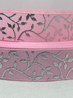 Foil embossed grosgrain ribbon and/or coordinating 1" flatbacks.  Perfect for bow making and many other crafts.