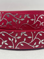 Foil embossed grosgrain ribbon and/or coordinating 1" flatbacks.  Perfect for bow making and many other crafts.