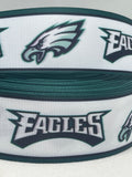 PHILADELPHIA EAGLES inspired grosgrain ribbon and/or coordinating 1" flatbacks.  Perfect for bow making and many other crafts.