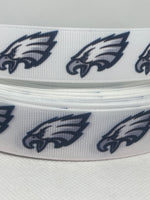 PHILADELPHIA EAGLES inspired grosgrain ribbon and/or coordinating 1" flatbacks.  Perfect for bow making and many other crafts.
