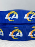 Los Angeles Rams inspired grosgrain ribbon and/or coordinating 1" flatbacks.  Perfect for bow making and many other crafts.