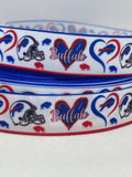 Buffalo Bills inspired grosgrain ribbon and/or coordinating 1" flatbacks.  Perfect for bow making and many other crafts.