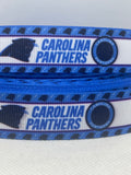 Carolina Panthers inspired grosgrain ribbon and/or coordinating 1" flatbacks.  Perfect for bow making and many other crafts.