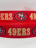 SAN FRANCISCO 49ERS inspired grosgrain ribbon and/or coordinating 1" flatbacks.  Perfect for bow making and many other crafts.