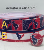 Houston Texans inspired grosgrain ribbon and/or coordinating 1" flatbacks.  Perfect for bow making and many other crafts.