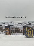 SAN DIEGO PADRES inspired grosgrain ribbon and/or coordinating 1" flatbacks. Perfect for hair bows and many other crafts.