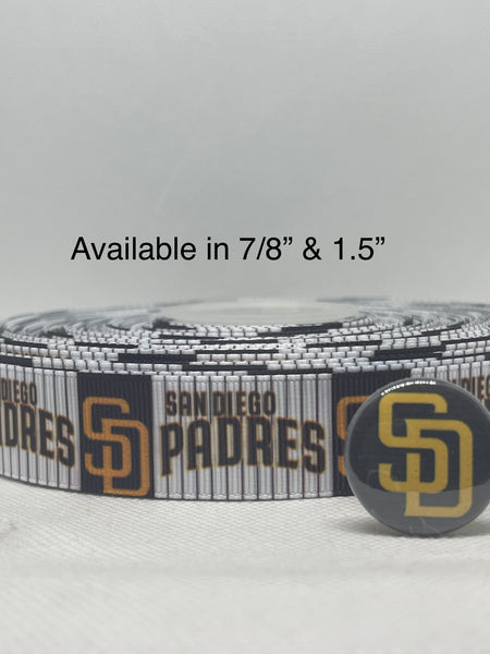 SAN DIEGO PADRES inspired grosgrain ribbon and/or coordinating 1" flatbacks. Perfect for hair bows and many other crafts.