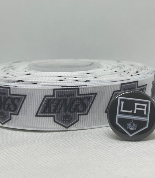 LOS ANGELES KINGS inspired 7/8" grosgrain ribbon and/or coordinating 1" flatbacks. Perfect for bow making and many other crafts.