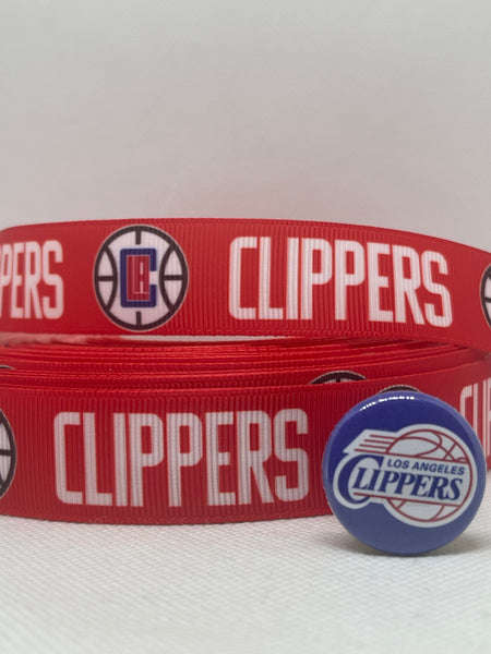 LOS ANGELES CLIPPERS inspired grosgrain ribbon and/or coordinating 1" flatbacks. Perfect for bow making and many other crafts.