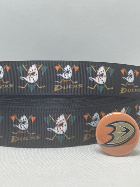 ANAHEIM MIGHTY DUCKS inspired 7/8" grosgrain ribbon and/or coordinating 1" flatbacks. Perfect for bow making and many other crafts.