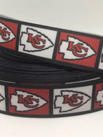 Kansas City Chiefs inspired 7/8" & 1.5" grosgrain ribbon and/or coordinating 1" flatbacks.  Perfect for bow making and many other crafts.