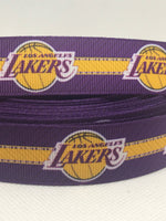 LOS ANGELES LAKERS inspired grosgrain ribbon and/or coordinating 1" flatbacks. Perfect for bow making and many other crafts.