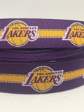 LOS ANGELES LAKERS inspired grosgrain ribbon and/or coordinating 1" flatbacks. Perfect for bow making and many other crafts.