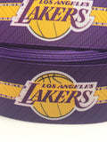 LOS ANGELES LAKERS inspired grosgrain ribbon and/or coordinating 1" flatbacks. Perfect for bow making and many other crafts.