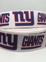 New York Giants inspired grosgrain ribbon and/or coordinating 1" flatbacks.  Perfect for bow making and many other crafts.