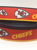 Kansas City Chiefs inspired 7/8" & 1.5" grosgrain ribbon and/or coordinating 1" flatbacks.  Perfect for bow making and many other crafts.