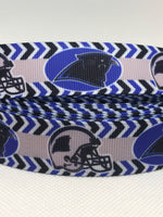 Carolina Panthers inspired grosgrain ribbon and/or coordinating 1" flatbacks.  Perfect for bow making and many other crafts.