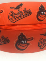 BALTIMORE ORIOLES inspired grosgrain ribbon and/or coordinating 1" flatbacks. Perfect for bow making and many other crafts.