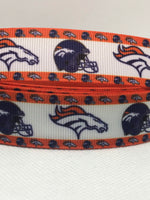 DENVER BRONCOS inspired grosgrain ribbon and/or coordinating 1" flatback buttons.  Perfect for bow making and many other crafts.