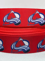 COLORADO AVALANCHE  inspired grosgrain ribbon and/or coordinating 1" flatbacks. Perfect for hair bows and many other crafts.