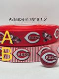 CINCINNATI REDS inspired grosgrain ribbon and/or coordinating 1" flatbacks.  Perfect for bow making and many other crafts.