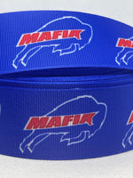 Buffalo Bills inspired grosgrain ribbon and/or coordinating 1" flatbacks.  Perfect for bow making and many other crafts.