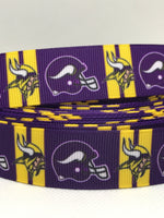 MINNESOTA VIKINGS inspired grosgrain ribbon and/or coordinating 1" flatbacks. Perfect for bow making and many other crafts.