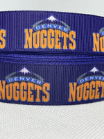 DENVER NUGGETS inspired grosgrain ribbon and/or coordinating 1" flatbacks. Perfect for bow making and many other crafts.