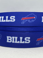 Buffalo Bills inspired grosgrain ribbon and/or coordinating 1" flatbacks.  Perfect for bow making and many other crafts.