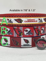 Arizona Cardinals inspired grosgrain ribbon and/or coordinating 1" flatbacks.  Perfect for bow making and many other crafts.