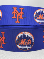 NEW YORK METS inspired grosgrain ribbon and/or coordinating 1" flatbacks. Perfect for bow making and many other crafts.