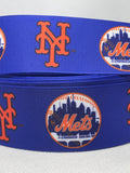 NEW YORK METS inspired grosgrain ribbon and/or coordinating 1" flatbacks. Perfect for bow making and many other crafts.