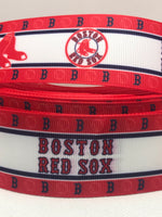 BOSTON RED SOX inspired grosgrain ribbon and/or coordinating 1" flatbacks.  Perfect for bow making and many other crafts.