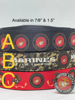 MARINES inspired grosgrain ribbon and/or coordinating 1" flatbacks. Perfect for bow making and many other crafts.