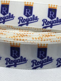 KANSAS CITY ROYALS inspired grosgrain ribbon and/or coordinating 1" flatbacks. Perfect for bow making and many other crafts.